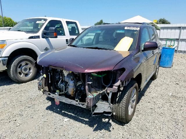 5TDBK3EH5DS184485 - 2013 TOYOTA HIGHLANDER MAROON photo 2