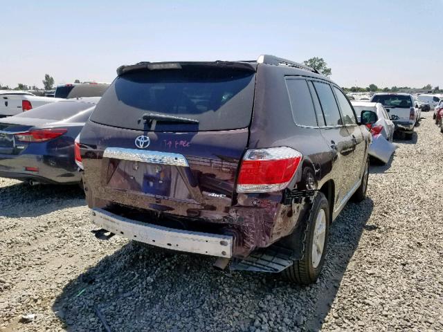 5TDBK3EH5DS184485 - 2013 TOYOTA HIGHLANDER MAROON photo 4