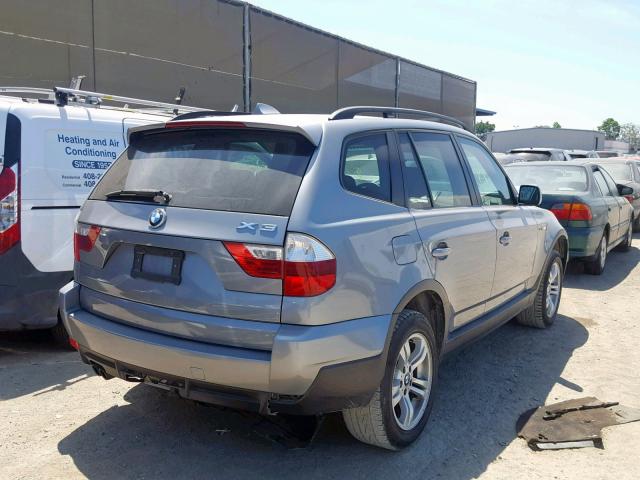 WBXPC73488WE51754 - 2008 BMW X3 3.0I GRAY photo 4