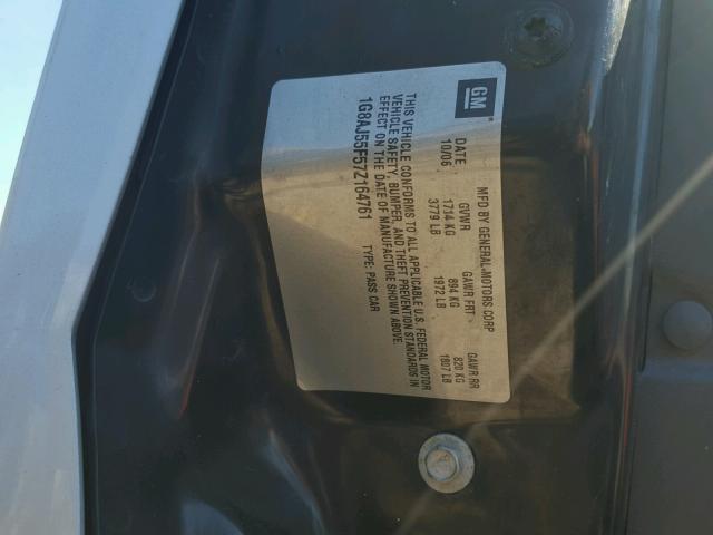 1G8AJ55F57Z164761 - 2007 SATURN ION LEVEL GRAY photo 10