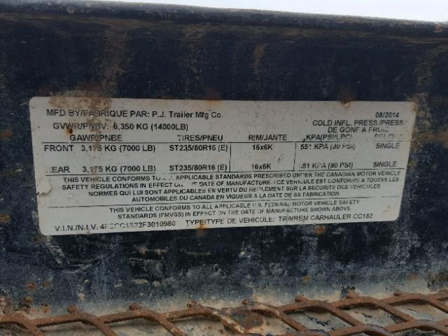 4P5CC1822F3010980 - 2015 UTILIMASTER TRAILER BLACK photo 10