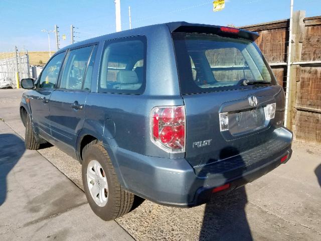 2HKYF18177H528068 - 2007 HONDA PILOT LX BLUE photo 3