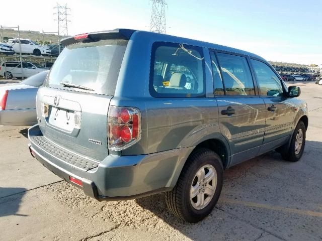 2HKYF18177H528068 - 2007 HONDA PILOT LX BLUE photo 4