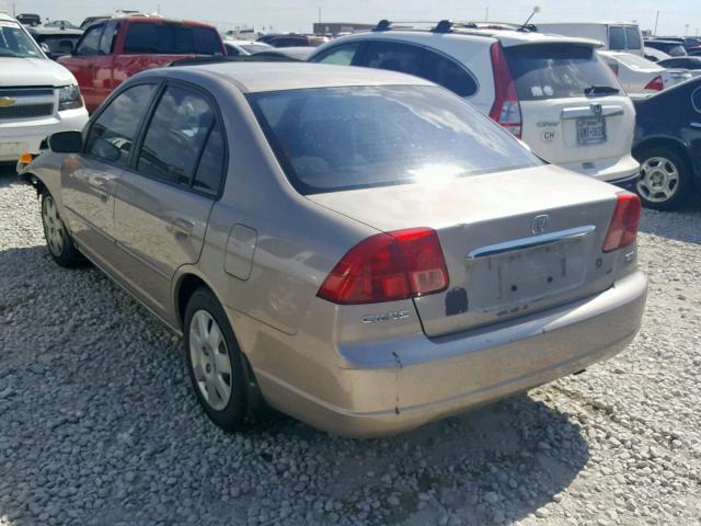 2HGES26832H558739 - 2002 HONDA CIVIC EX BEIGE photo 3