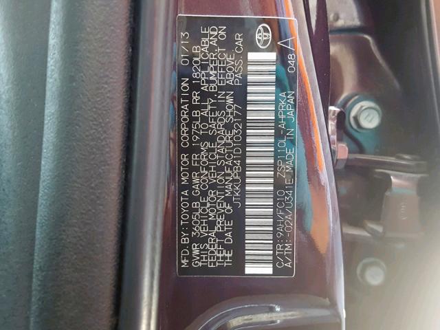 JTKKUPB41D1032177 - 2013 TOYOTA SCION XD PURPLE photo 10