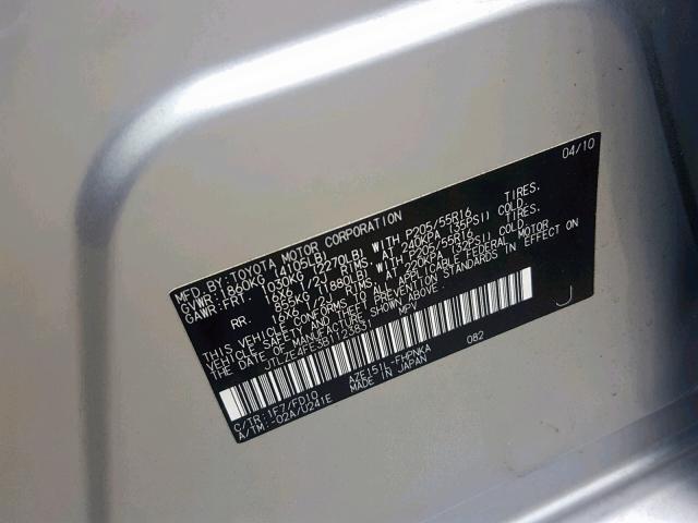 JTLZE4FE3B1123831 - 2011 TOYOTA SCION XB 银色 照片 10