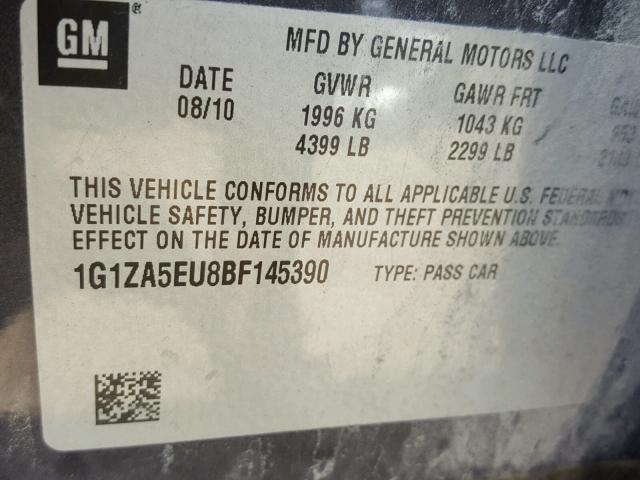 1G1ZA5EU8BF145390 - 2011 CHEVROLET MALIBU LS Qara foto 10