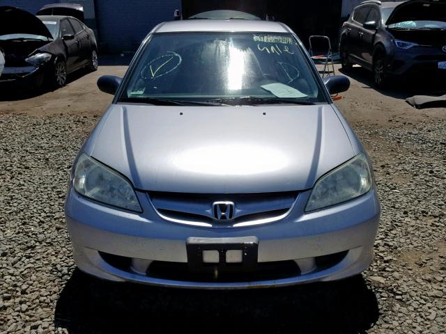 2HGES16365H567275 - 2005 HONDA CIVIC DX V SILVER photo 9