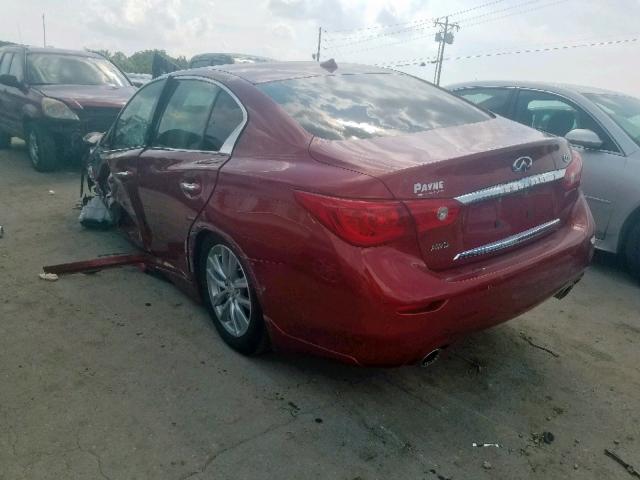 JN1BV7AR3EM697604 - 2014 INFINITI Q50 BASE MAROON photo 3