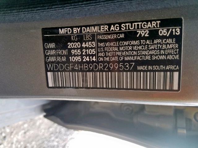 WDDGF4HB9DR299537 - 2013 MERCEDES-BENZ C 250 GRAY photo 10