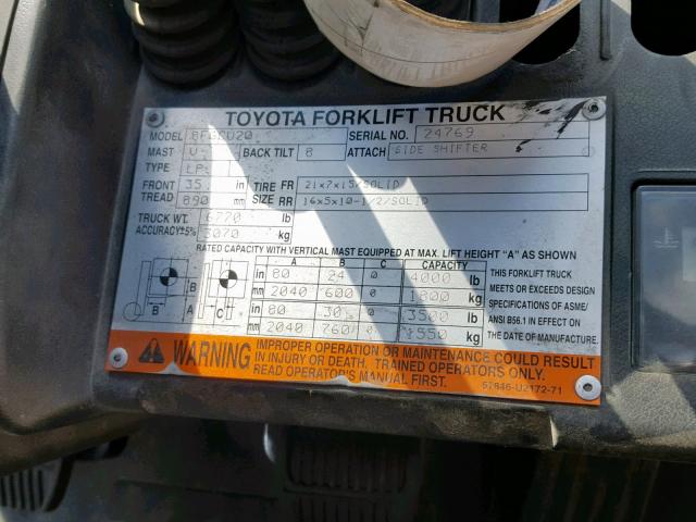 00000000000024769 - 2009 TOYOTA FORKLIFT RED photo 10