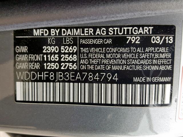 WDDHF8JB3EA784794 - 2014 MERCEDES-BENZ E 350 4MAT GRAY photo 10