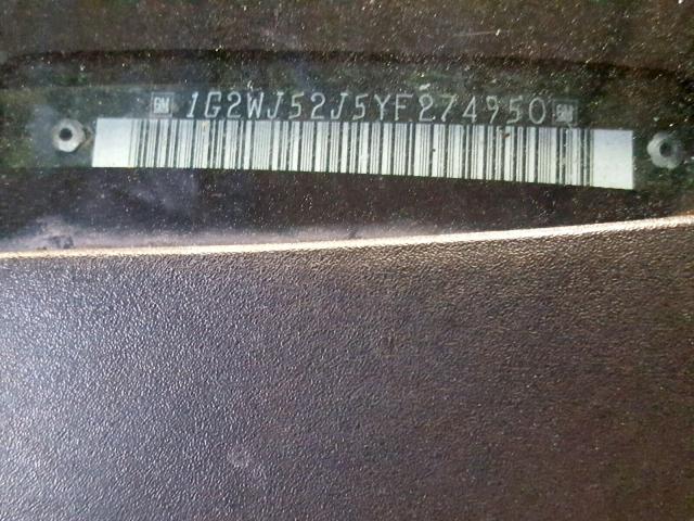 1G2WJ52J5YF274950 - 2000 PONTIAC GRAND PRIX BROWN photo 10