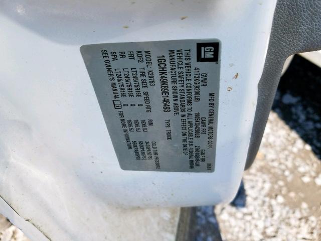 1GCHK49K89E146493 - 2009 CHEVROLET SILVERADO WHITE photo 10