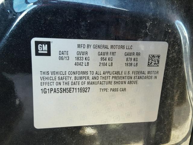 1G1PA5SH5E7116927 - 2014 CHEVROLET CRUZE LS CHARCOAL photo 10