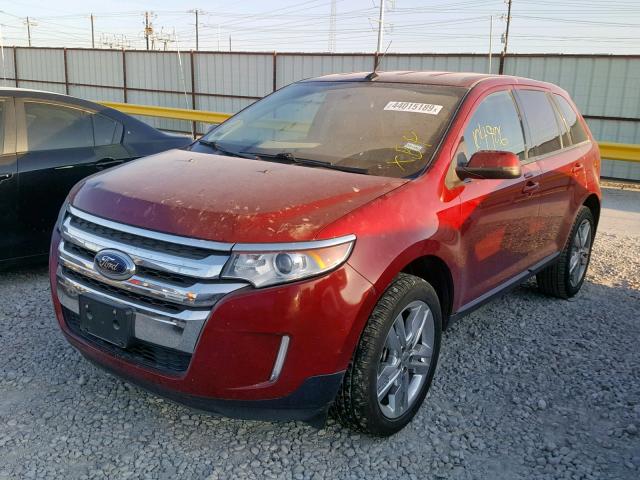 2FMDK3JC9DBC58250 - 2013 FORD EDGE SEL RED photo 2