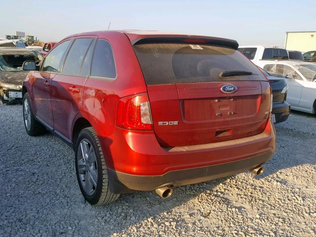 2FMDK3JC9DBC58250 - 2013 FORD EDGE SEL RED photo 3