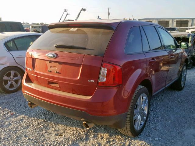 2FMDK3JC9DBC58250 - 2013 FORD EDGE SEL RED photo 4