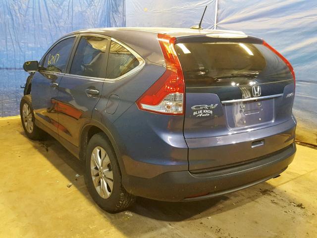 2HKRM4H76EH605851 - 2014 HONDA CR-V EXL BLUE photo 3