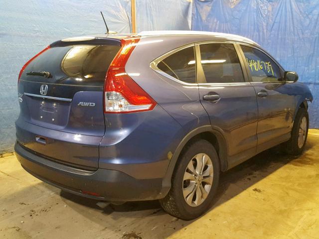 2HKRM4H76EH605851 - 2014 HONDA CR-V EXL BLUE photo 4