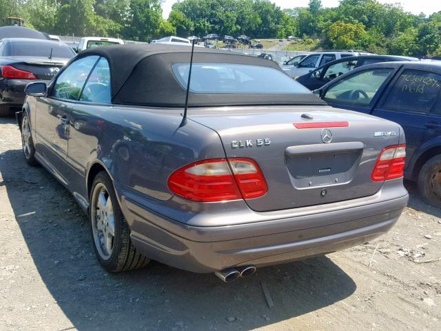 WDBLK74G52T119301 - 2002 MERCEDES-BENZ CLK 55 AMG GRAY photo 3