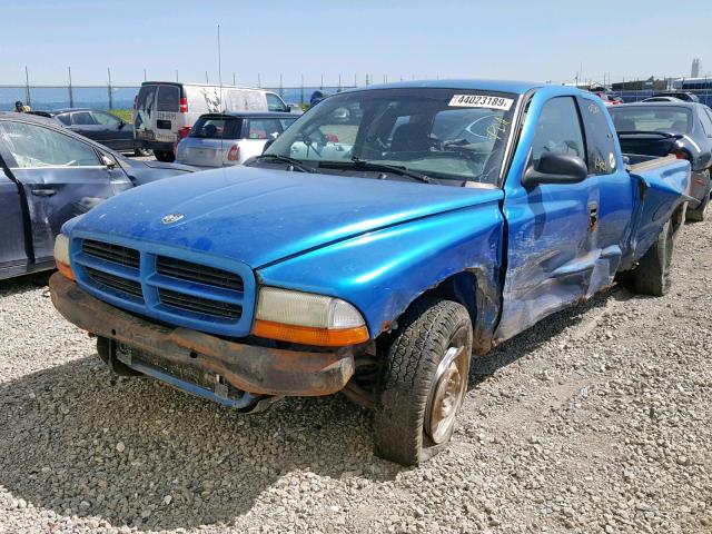 1B7GL22X41S186661 - 2001 DODGE DAKOTA BLUE photo 2