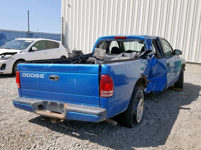 1B7GL22X41S186661 - 2001 DODGE DAKOTA BLUE photo 4