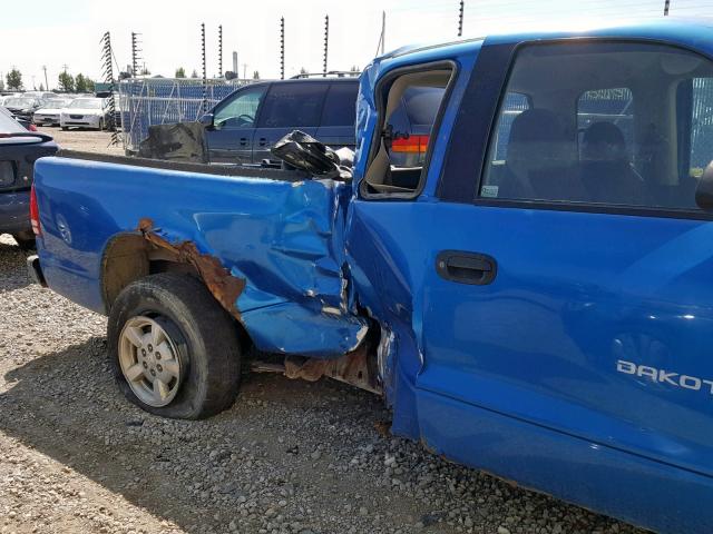 1B7GL22X41S186661 - 2001 DODGE DAKOTA BLUE photo 9