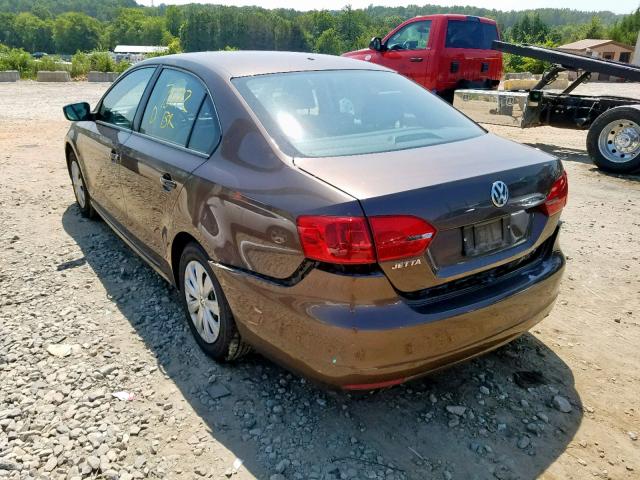 3VW1K7AJ4EM364793 - 2014 VOLKSWAGEN JETTA BASE BROWN photo 3