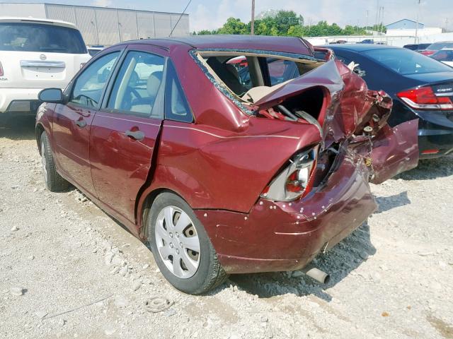 1FAFP34N87W175185 - 2007 FORD FOCUS ZX4 MAROON photo 3