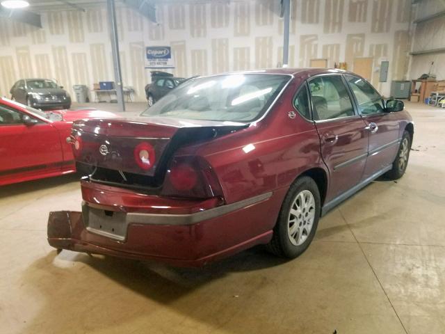 2G1WF55E829243731 - 2002 CHEVROLET IMPALA MAROON photo 4