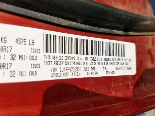 1J4FF47B89D213589 - 2009 JEEP COMPASS SP ნარინჯისფერი ფოტო 10