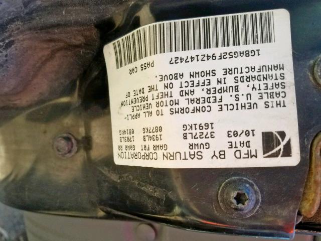 1G8AG52F94Z147427 - 2004 SATURN ION LEVEL BLACK photo 10