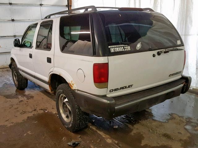 1GNDT13W3SK185304 - 1995 CHEVROLET BLAZER WHITE photo 3