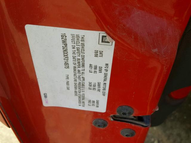 1G2WP52KXXF214975 - 1999 PONTIAC GRAND PRIX RED photo 10