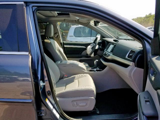 5TDJGRFH9KS053572 - 2019 TOYOTA HIGHLANDER BLUE photo 5