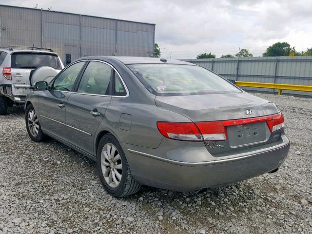 KMHFC46F78A273393 - 2008 HYUNDAI AZERA SE GRAY photo 3