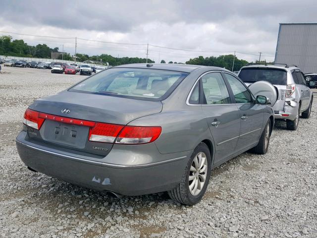 KMHFC46F78A273393 - 2008 HYUNDAI AZERA SE GRAY photo 4