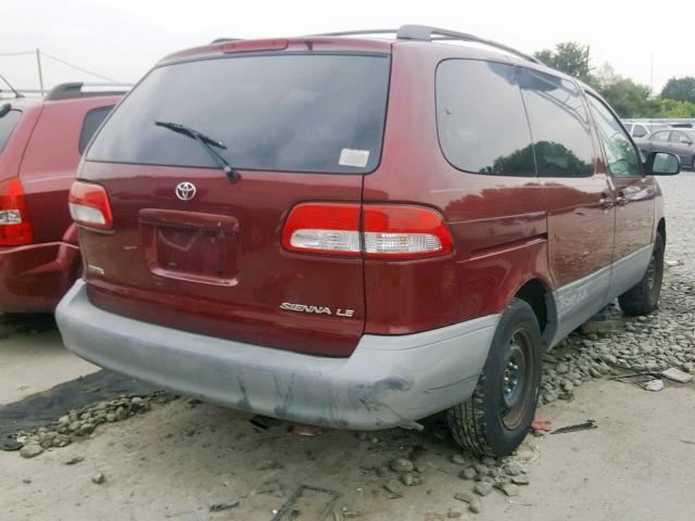 4T3ZF13C81U385449 - 2001 TOYOTA SIENNA LE RED photo 4