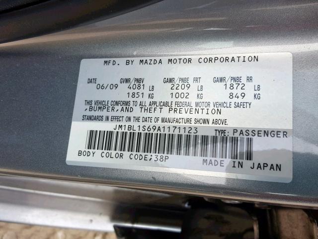 JM1BL1S69A1171123 - 2010 MAZDA 3 S SILVER photo 10