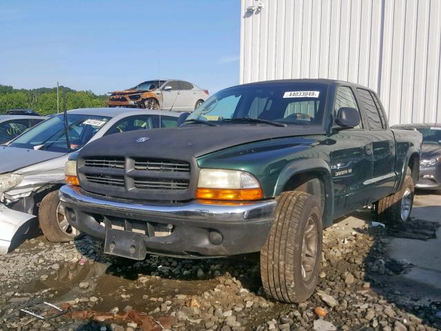 1B7HG2AN01S288631 - 2001 DODGE DAKOTA QUA GREEN photo 2