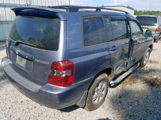 JTEGP21AX40015989 - 2004 TOYOTA HIGHLANDER BLUE photo 4