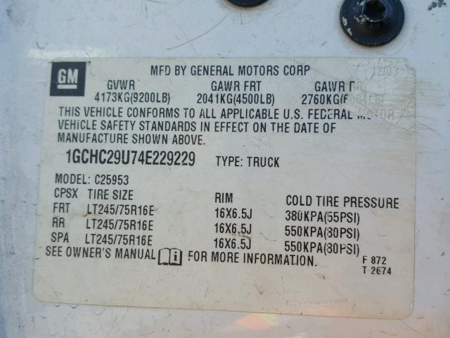 1GCEC14X84Z120673 - 2004 CHEVROLET SILVERADO WHITE photo 10