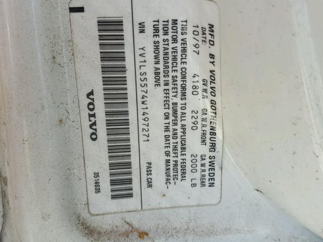 YV1LS5574W1497271 - 1998 VOLVO S70 WHITE photo 10