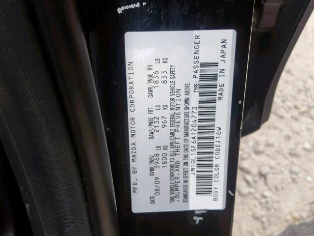 JM1BL1SF6A1204773 - 2010 MAZDA 3 I BLACK photo 10