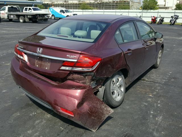 19XFB2F59EE032933 - 2014 HONDA CIVIC LX MAROON photo 4