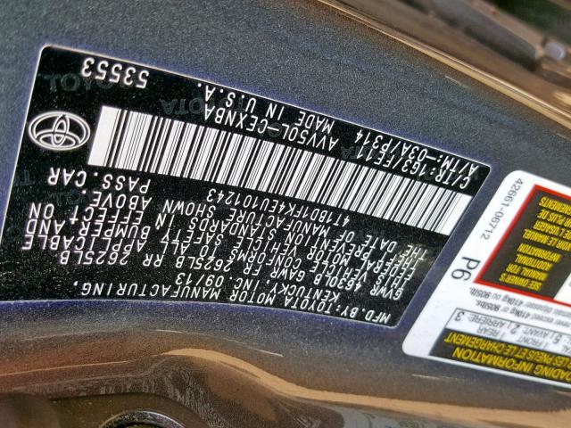 4T1BD1FK4EU101243 - 2014 TOYOTA CAMRY HYBR GRAY photo 10