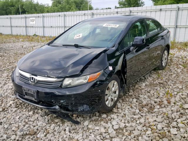 2HGFB2F44CH103966 - 2012 HONDA CIVIC LX BLACK photo 2