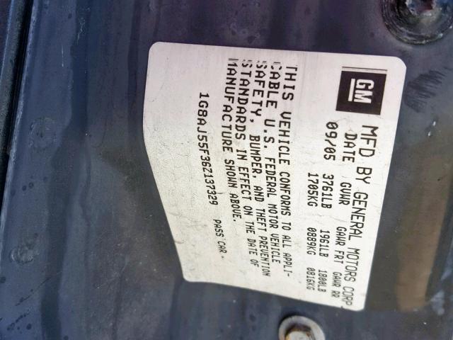 1G8AJ55F36Z137329 - 2006 SATURN ION LEVEL GRAY photo 10