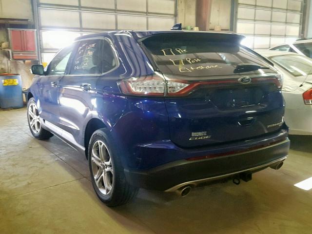 2FMTK4K85FBB93475 - 2015 FORD EDGE TITAN BLUE photo 3